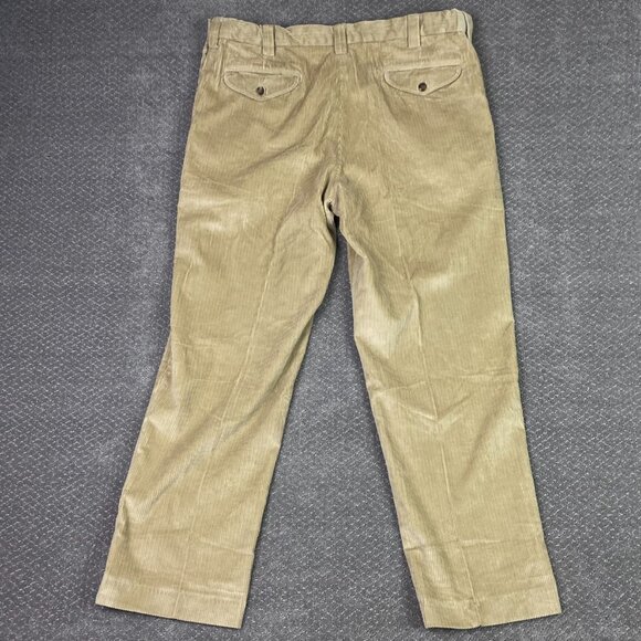 LL Bean Country Corduroy Pants Men's 40 x 32 Khaki Pleated Comfort Waist - Picture 6 of 16